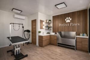 salon groomerski w kontenerze wnętrze