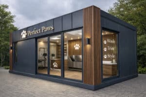 pawilon kontener saloon groomerski